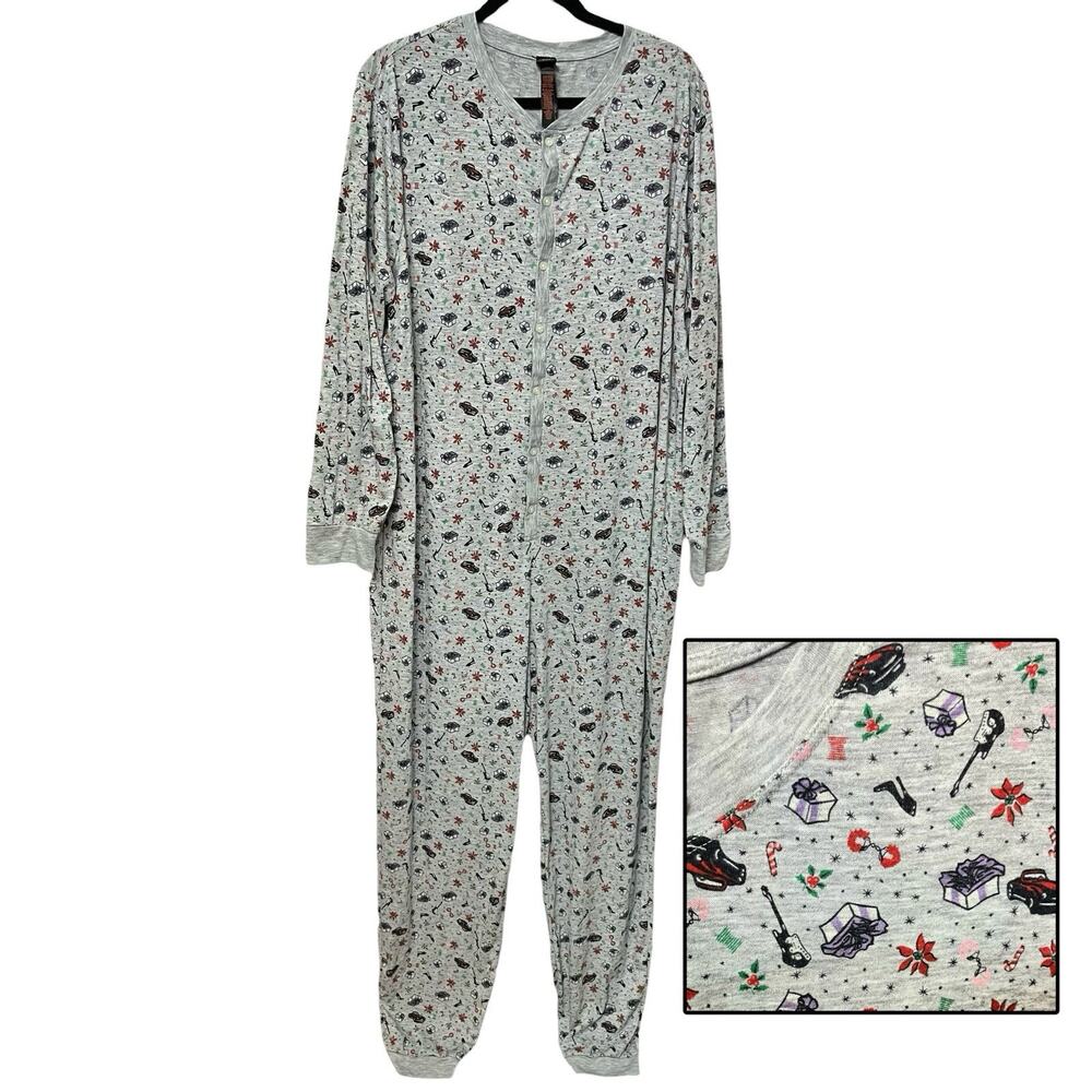 Savage X Fenty Mens Tis The Savage One Piece Pajama Large Open Back Christmas